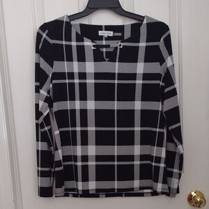 Calvin Klein Women's Long Sleeve Plaid Top size L